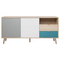 Sideboard Dekor 150 Cm Cuba 51 Trend Grau/weiß/petrol/eiche - Eichefarben/Petrol, Trend, Holzwerkstoff (150/68/40cm) - MID.YOU