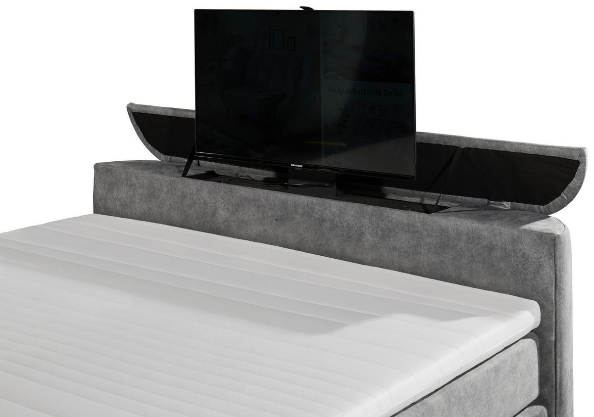 Boxspringbett mit Topper 180x200 cm Dallas - Grau, MODERN, Holzwerkstoff/Textil (180/200cm) - MID.YOU