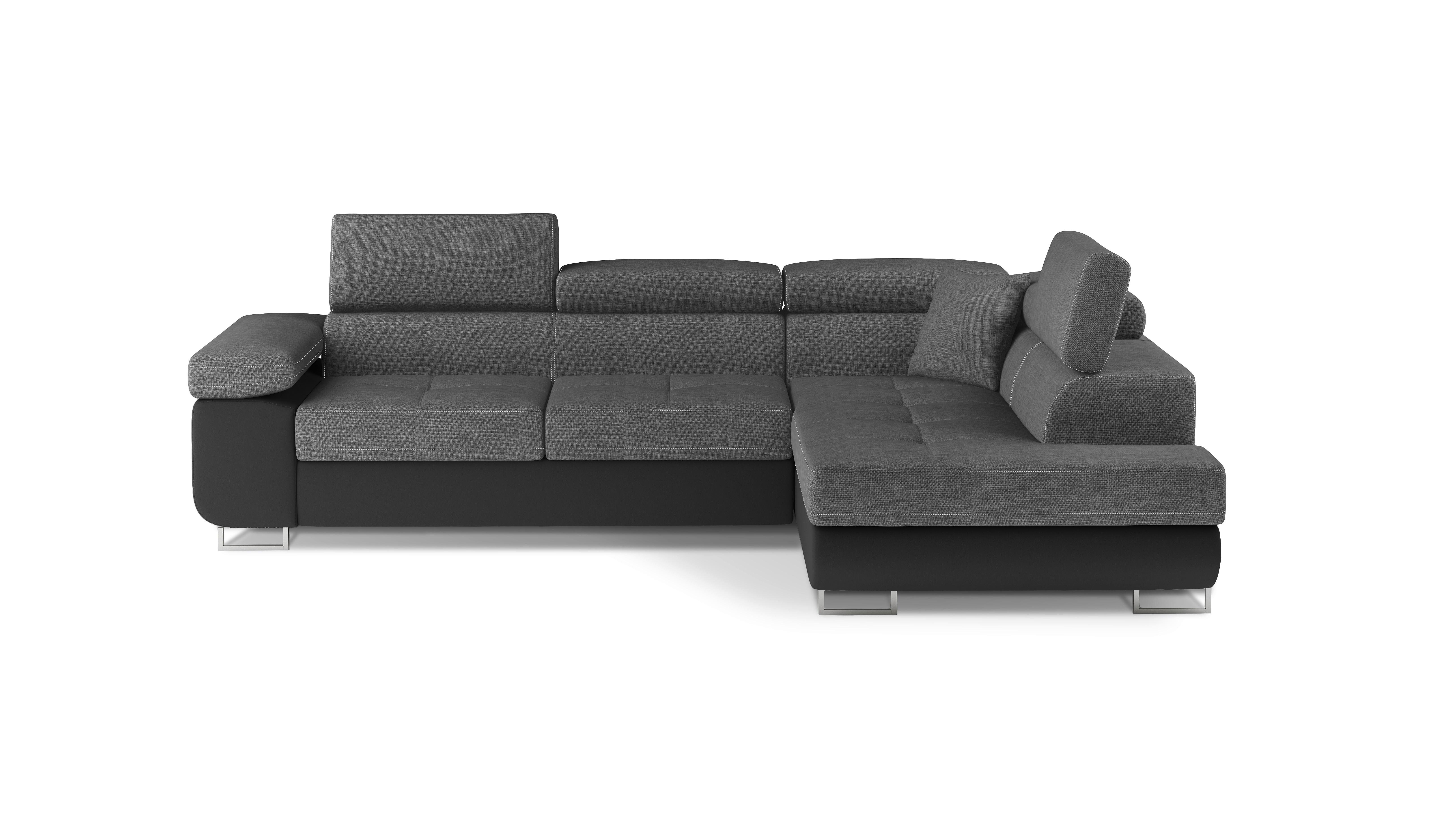 Ecksofa Anton Grau/schwarz S:272x203cm - Chromfarben/Schwarz, Design, Textil (272/203cm) - MID.YOU