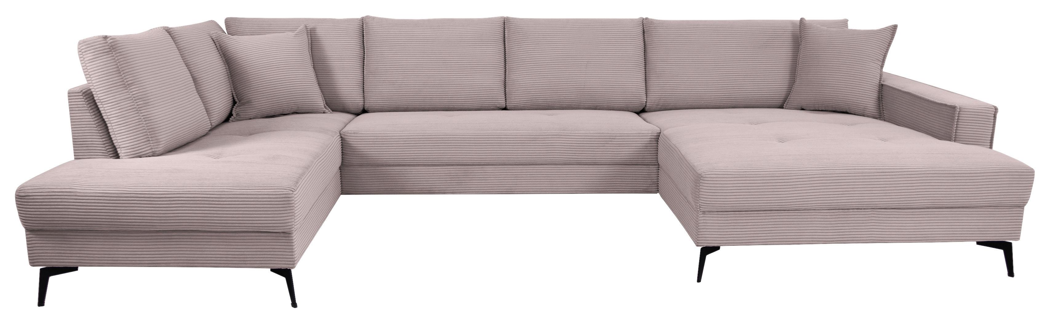 Wohnlandschaft Zero Rosa U-Form 195x362x173cm - Schwarz/Rosa, Trend, Textil (195/362/173cm)