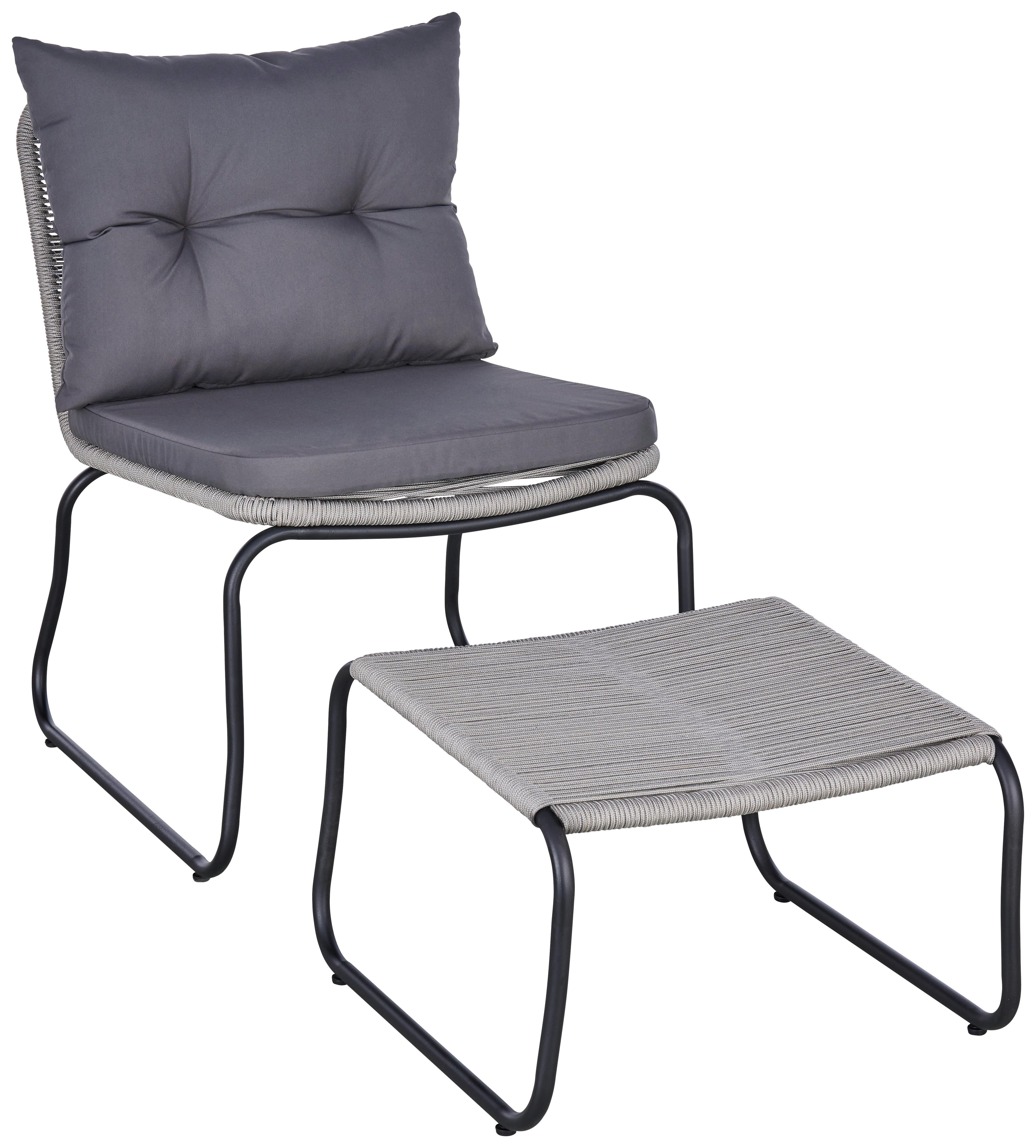 Gartensessel Stahl/Textil Fußhocker