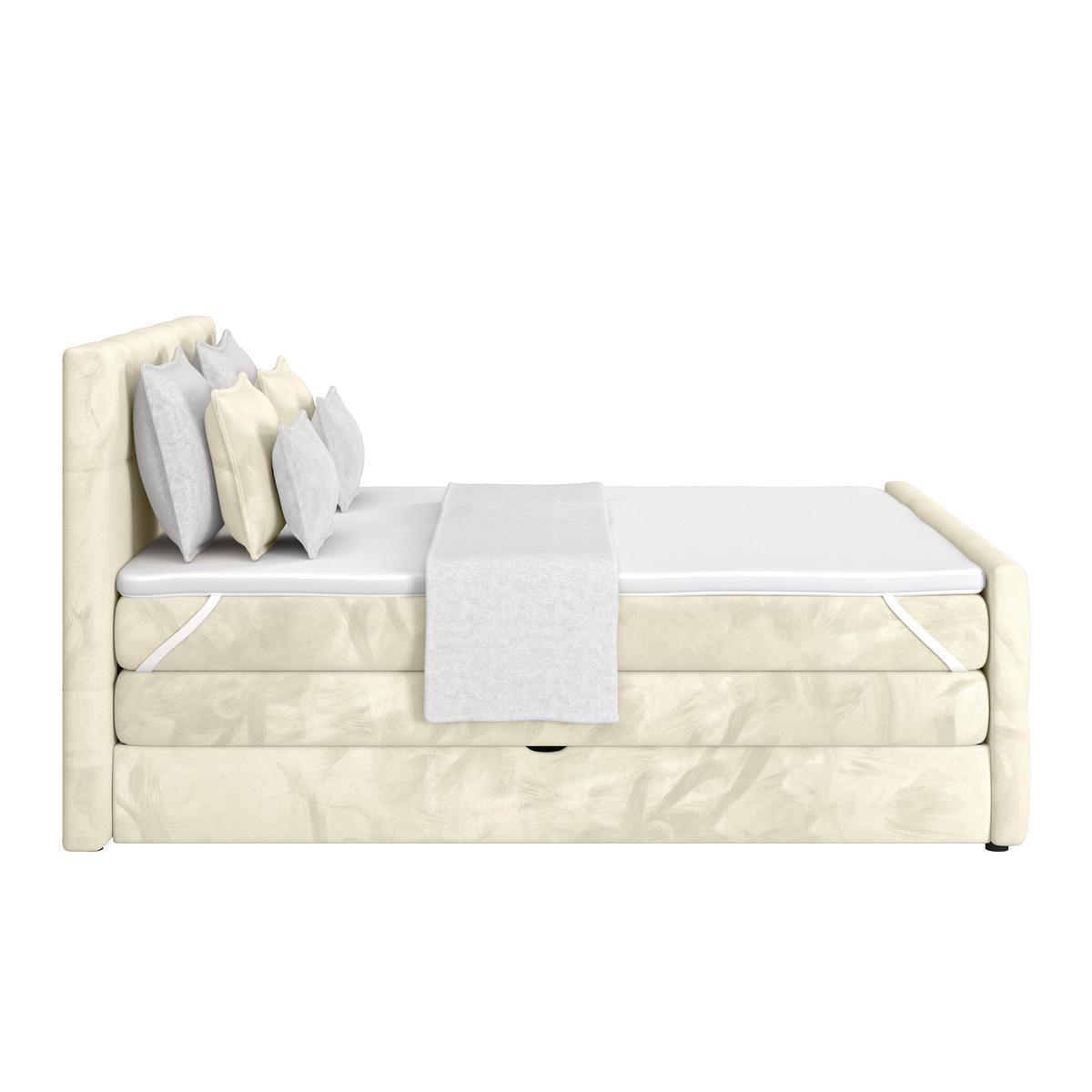 Boxspringbett mit Topper und Bettkasten 160x200 cm Medino - Champagner, KONVENTIONELL, Holz/Holzwerkstoff (160/200cm) - Luca Bessoni