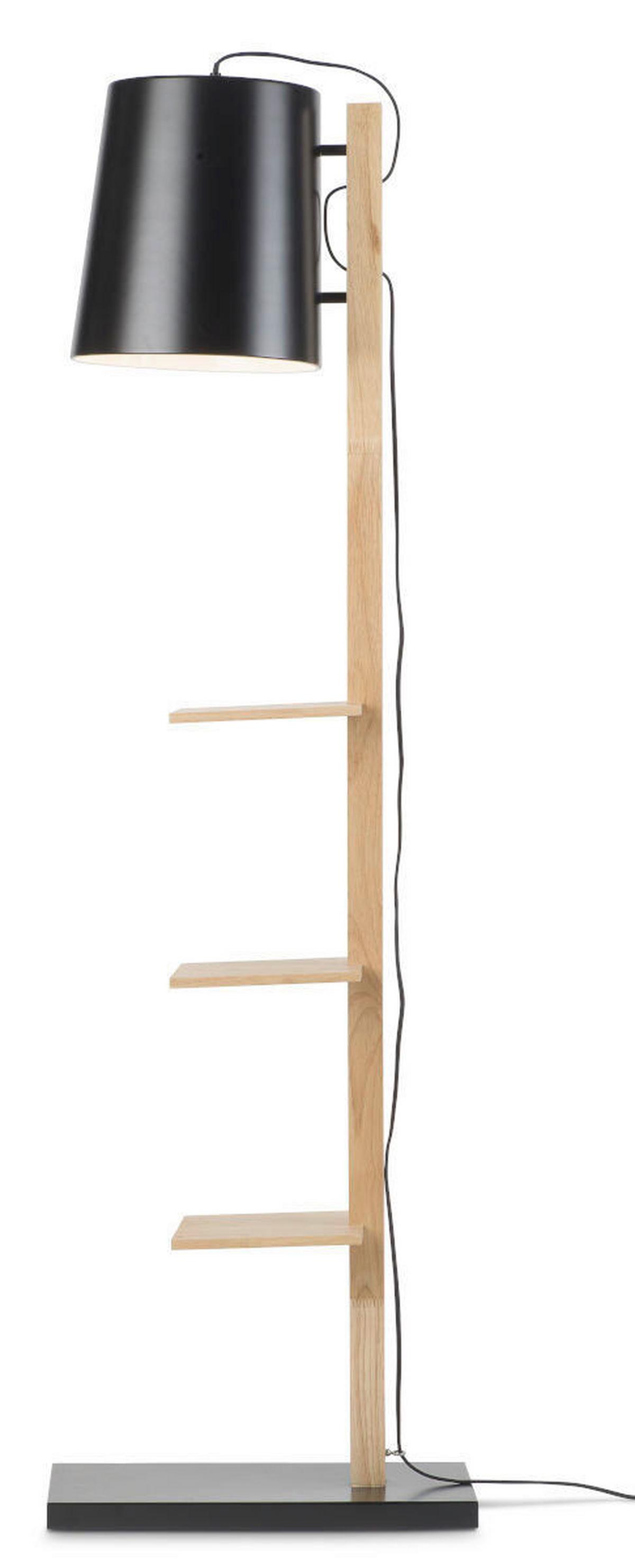 Stehlampe Holz Cambridge Dimmbar Schwarz/braun - Schwarz, Design, Holz/Metall (30/168/49cm) - It's about Romi