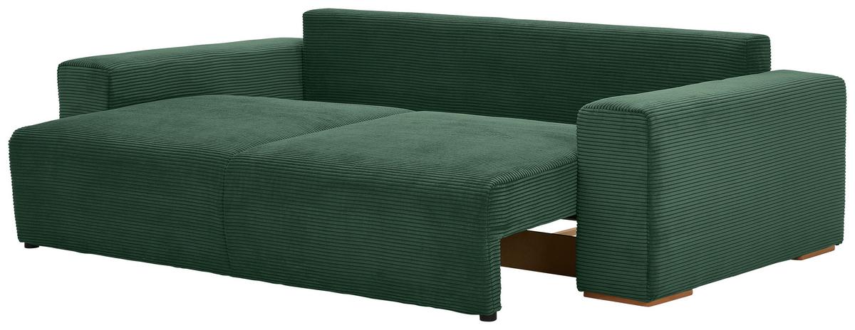 Schlafsofa Vouge Grün Bettkasten, B: 255 Cm - Buchefarben/Schwarz, KONVENTIONELL, Textil (255/86/123cm) - Livetastic