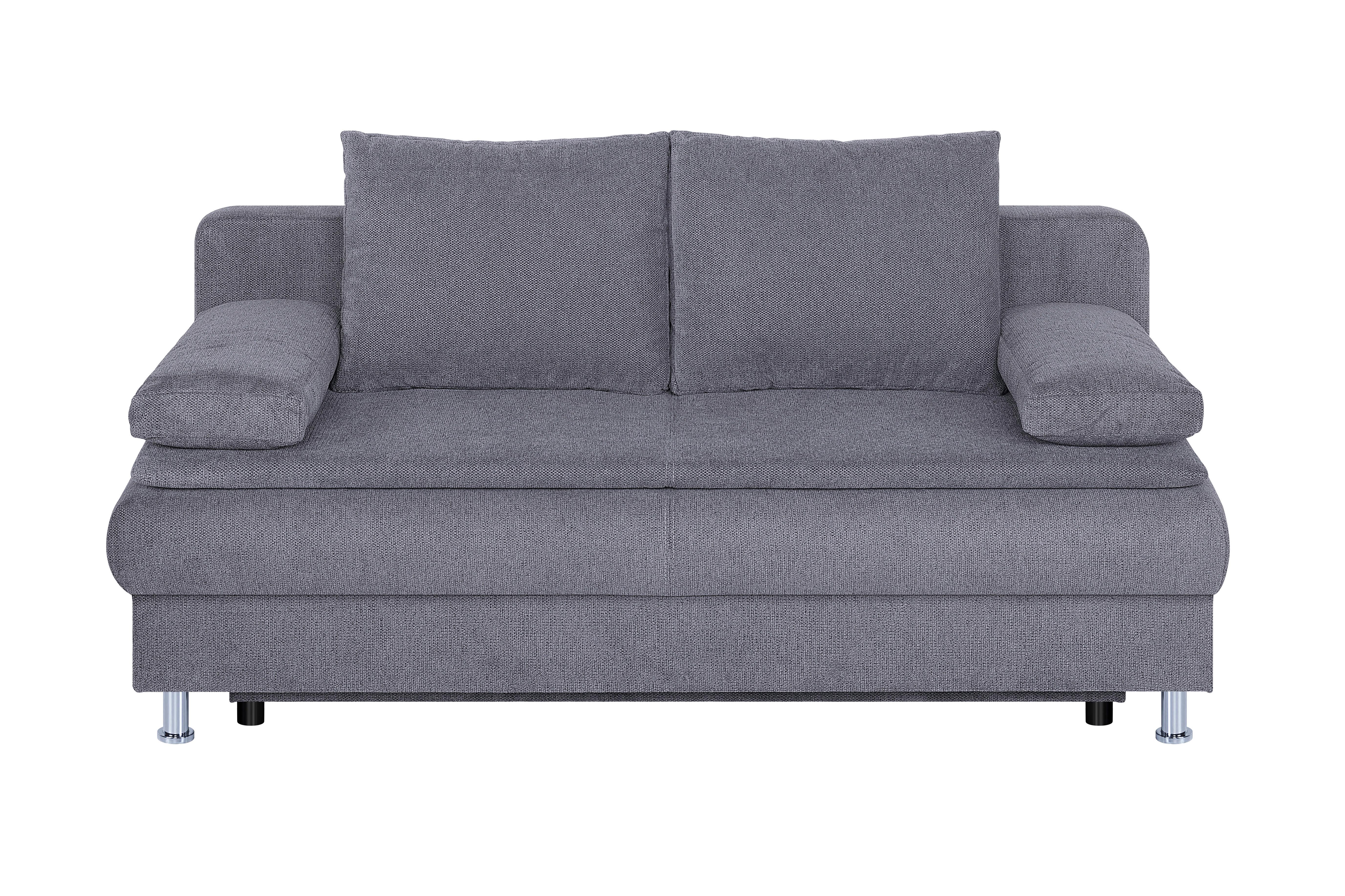 2-Sitzer-Sofa mit Schlaffunktion Ken Graubraun - Chromfarben/Graubraun, Design, Textil (200/92/90cm) - P & B