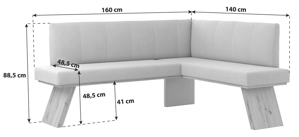 Eckbank Emma II Webstoff Grün, B: 160 cm - Eichefarben/Grün, KONVENTIONELL, Holzwerkstoff/Textil (160/140cm)