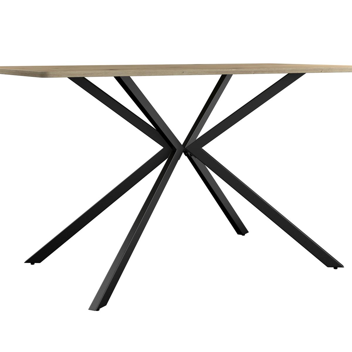 Étkezőasztal Nils 140 - tölgyfa színű/fekete, Trend, faalapú anyag/fém (140/80/76cm)