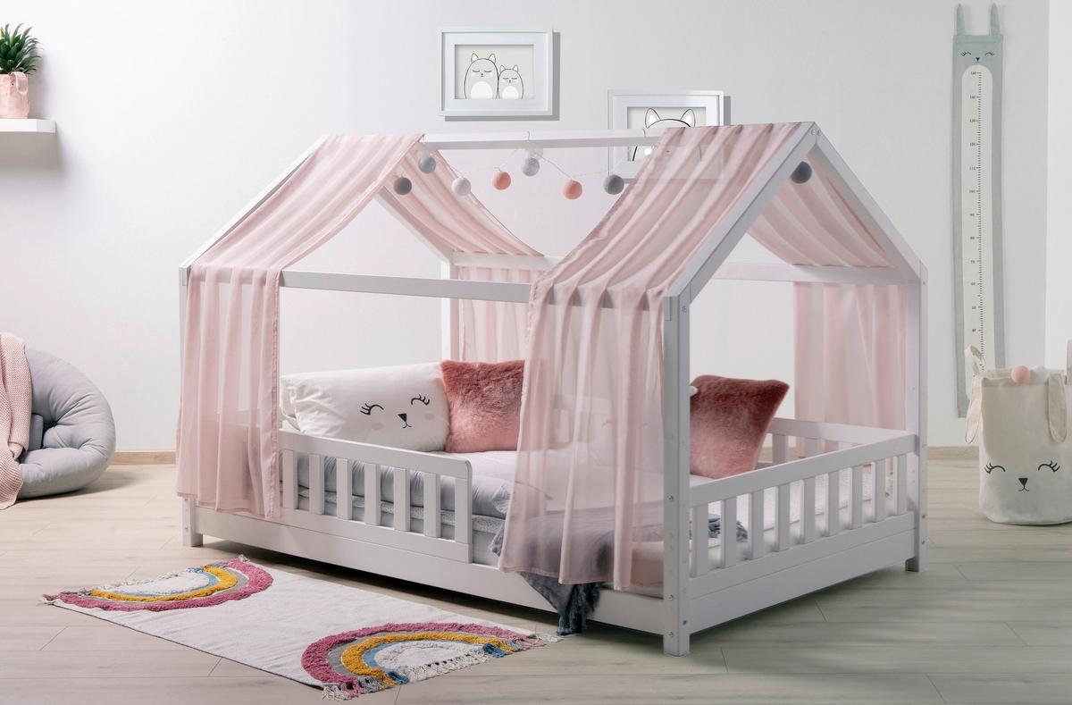 Hausbett Kim Weiß/Altrosa 140x200cm - Altrosa/Weiß, MODERN, Holz/Textil (140/200cm) - Livetastic