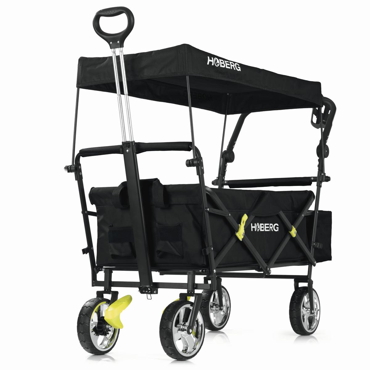 Bollerwagen Hoberg Schwarz Max 80 Kg Faltbar, Feststellbremse - Schwarz, Basics, Kunststoff/Textil (137/52,5/100cm)