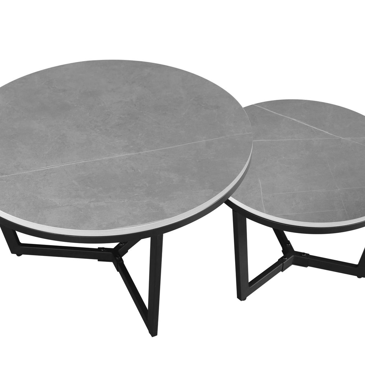 Couchtisch Ivan - Dunkelgrau/Schwarz, KONVENTIONELL, Stein/Metall (68,5/68,5/43cm) - MID.YOU