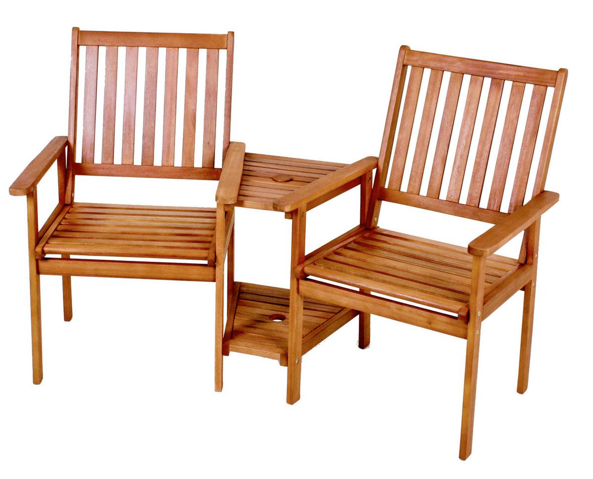 Gartenmöbel Set 3-tlg Edison Aus Eukalyptusholz - Braun, Basics, Holz (260/96/77cm) - Gardenson