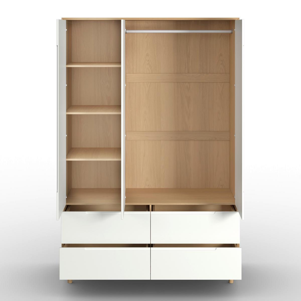 Šatníková skriňa MARLO š. cca 148 cm, dekor biela/dub - biela/farba duba, Modern, drevo/kompozitné drevo (148/223/60cm) - Bessagi Home