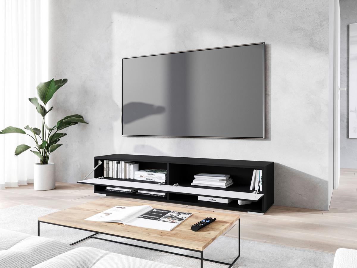 Nízká komoda LOWA 140cm - šedá/černá, Basics, kompozitní dřevo/plast (140/30/31cm) - P & B