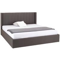 Čalouněná postel s vysokým čelem NICI, 180x200, šedá - černá/tmavě šedá, Moderní, kov/dřevo (180/200cm) - Livetastic