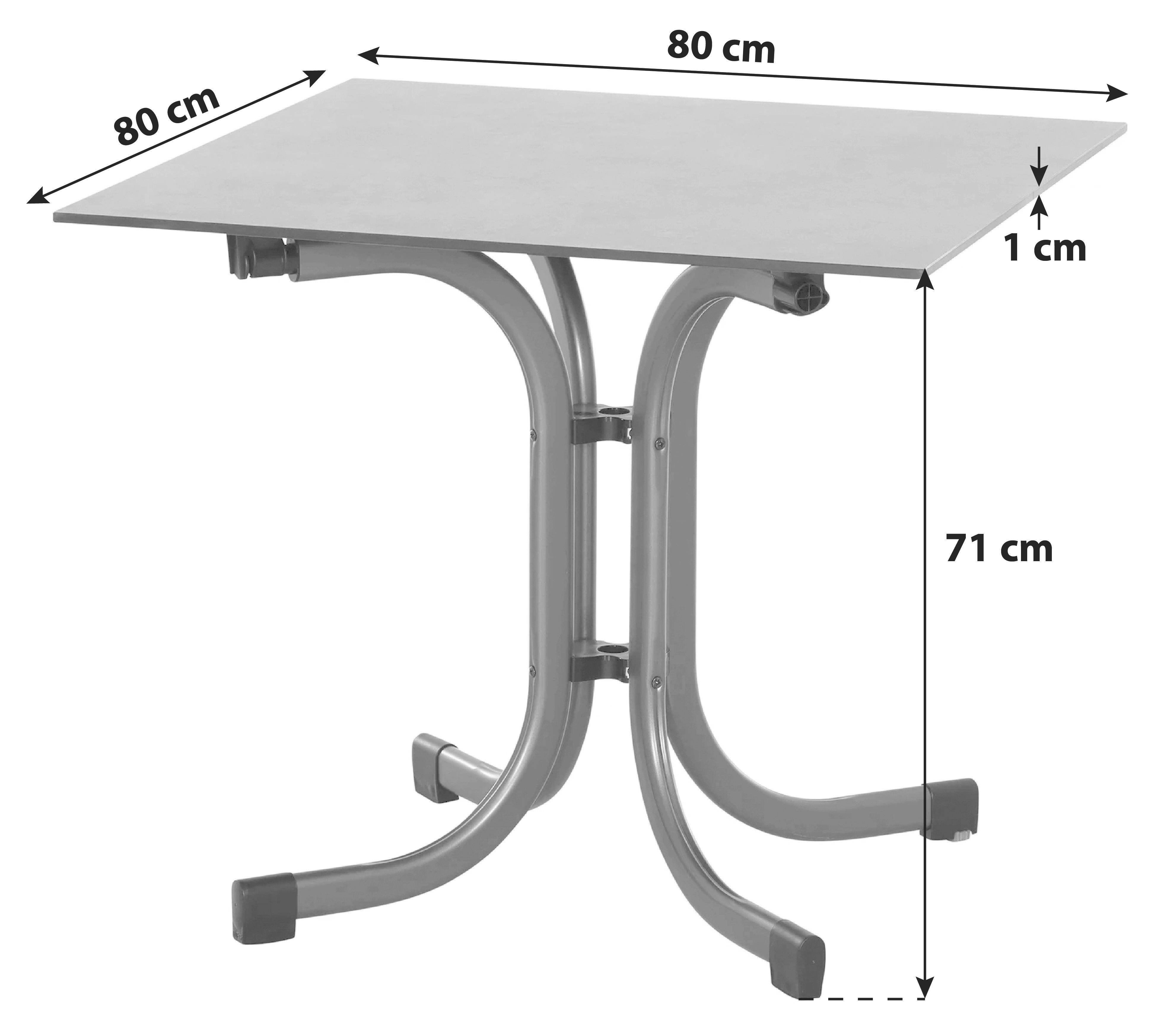 Gartentisch Klappbar Metall/ Kunststoff/Holz L 80 cm - Anthrazit, KONVENTIONELL, Holzwerkstoff/Kunststoff (80/80/71cm) - Siena Garden
