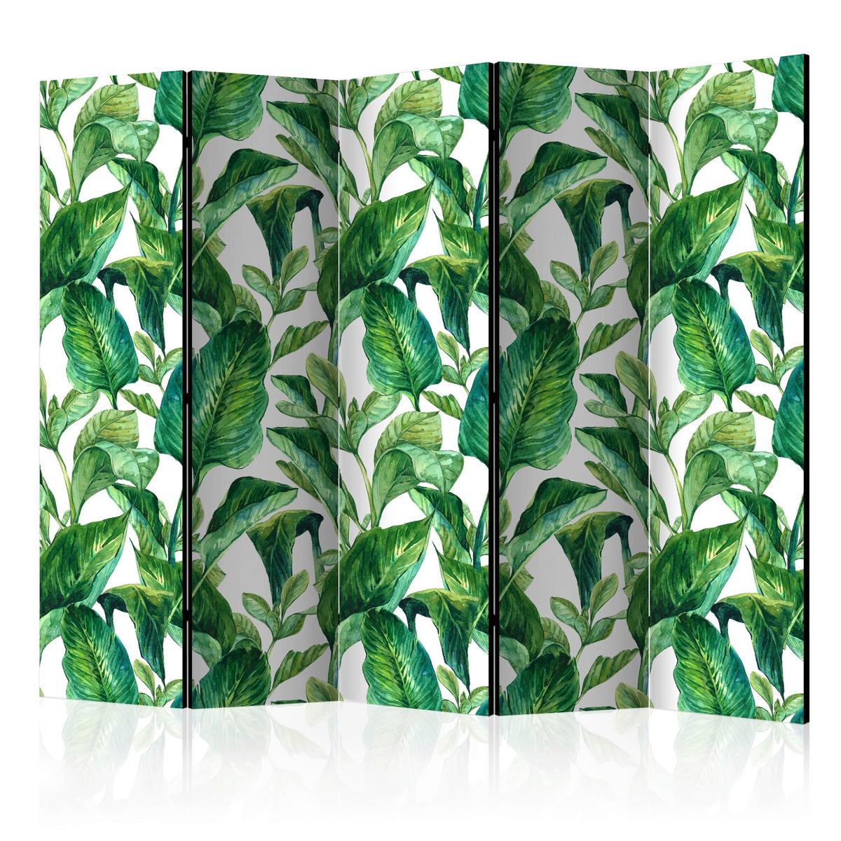 Paravent Grün Weiß B: 225 Cm - Weiß/Grün, Basics, Holz/Textil (225/172/3cm) - artgeist