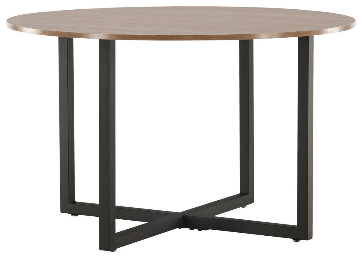 Esstisch Durango - Walnussfarben/Schwarz, Design, Holzwerkstoff/Metall (120/120/75cm) - Livetastic