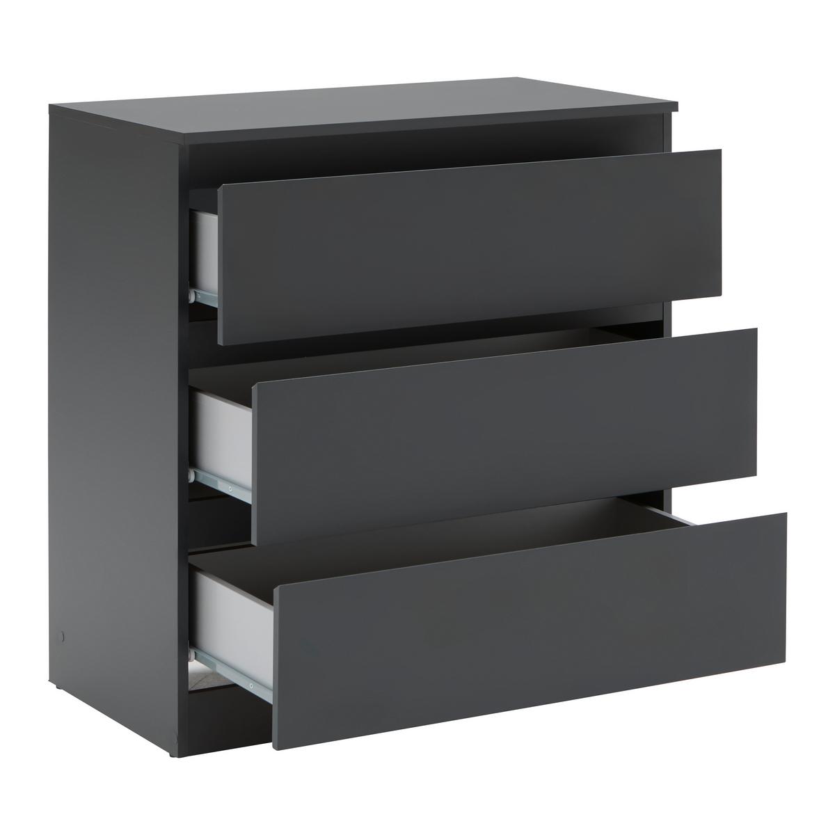 Kommode Mara Anthrazit B: 77 cm - Anthrazit/Schwarz, KONVENTIONELL, Holzwerkstoff (77/80/42cm) - Mömax
