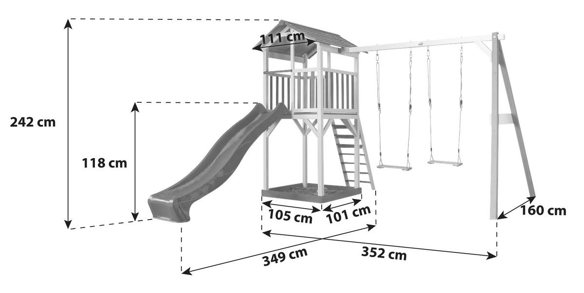 Spielturm Sunny Beach Tower Ds Schaukeln, Rutsche, Sandkiste - Blau/Weiß, MODERN, Holz (349/242/350cm) - Ambia Garden