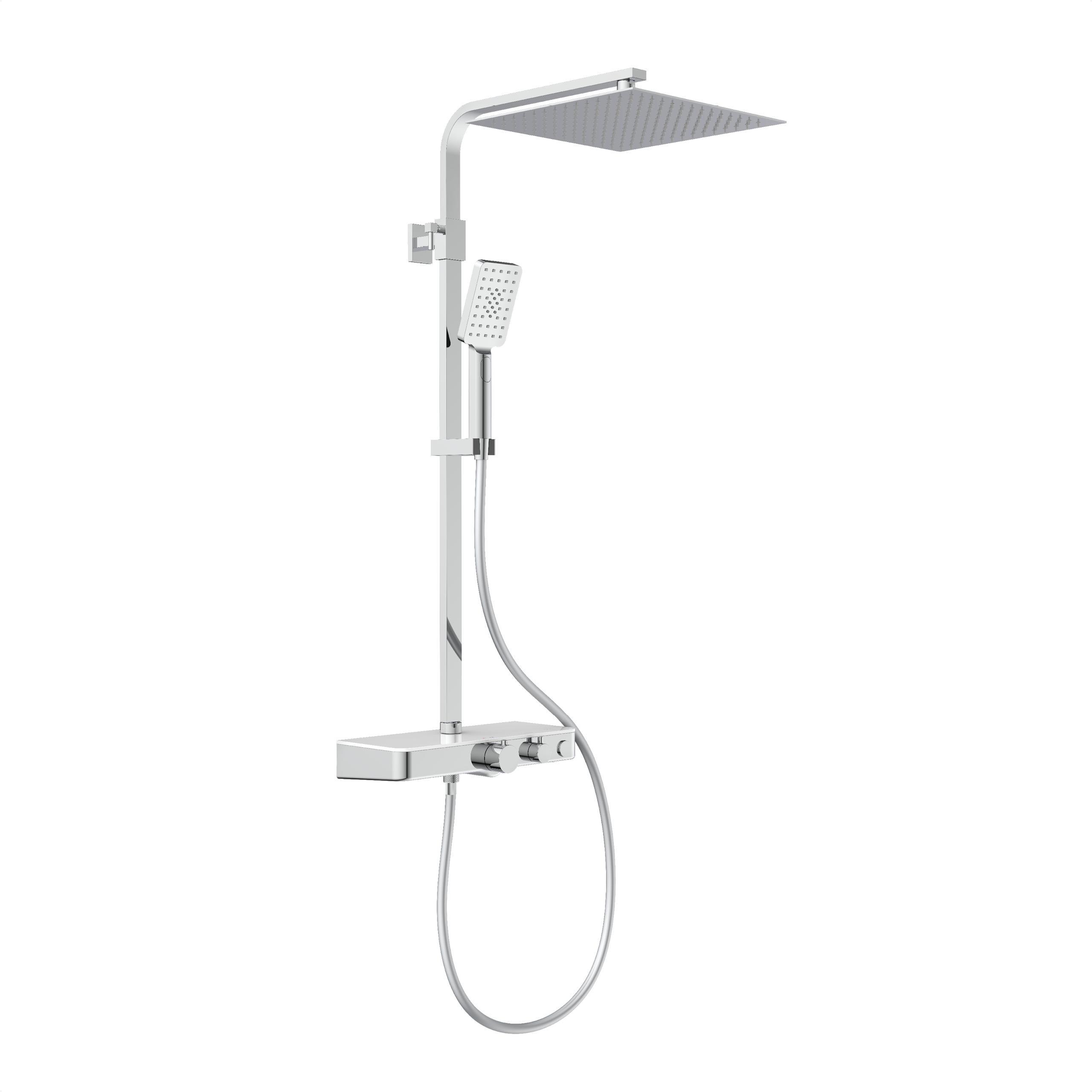 Brausegarnitur Ocean Chrom 3-Fach verstellbar Anti-Kalk - Silberfarben, Design, Metall (3/80-120/37,5cm) - Schütte