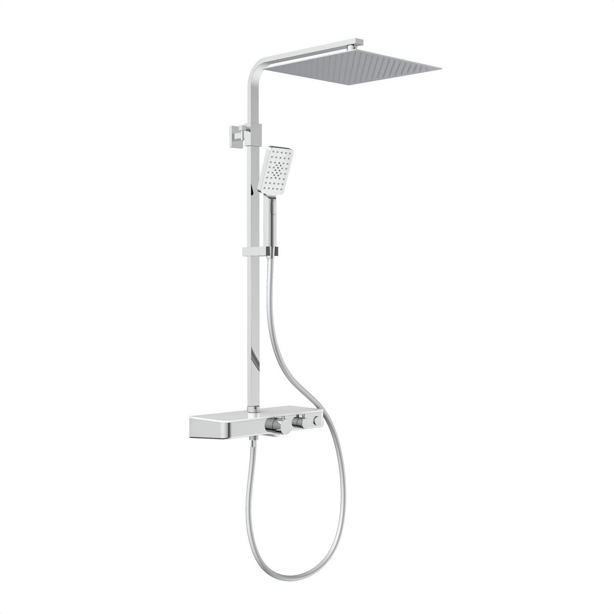 Brausegarnitur Ocean Chrom 3-Fach verstellbar Anti-Kalk - Silberfarben, Design, Metall (3/80-120/37,5cm) - Schütte