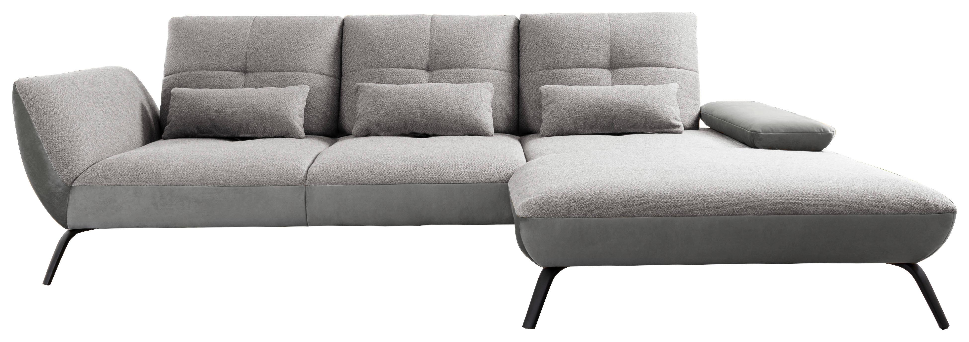 Wohnlandschaft Dover Xc - Silberfarben/Hellgrau, MODERN, Holzwerkstoff/Textil (301/191cm)