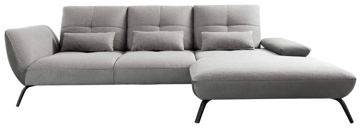 Wohnlandschaft Dover Xc - Silberfarben/Hellgrau, MODERN, Holzwerkstoff/Textil (301/191cm)