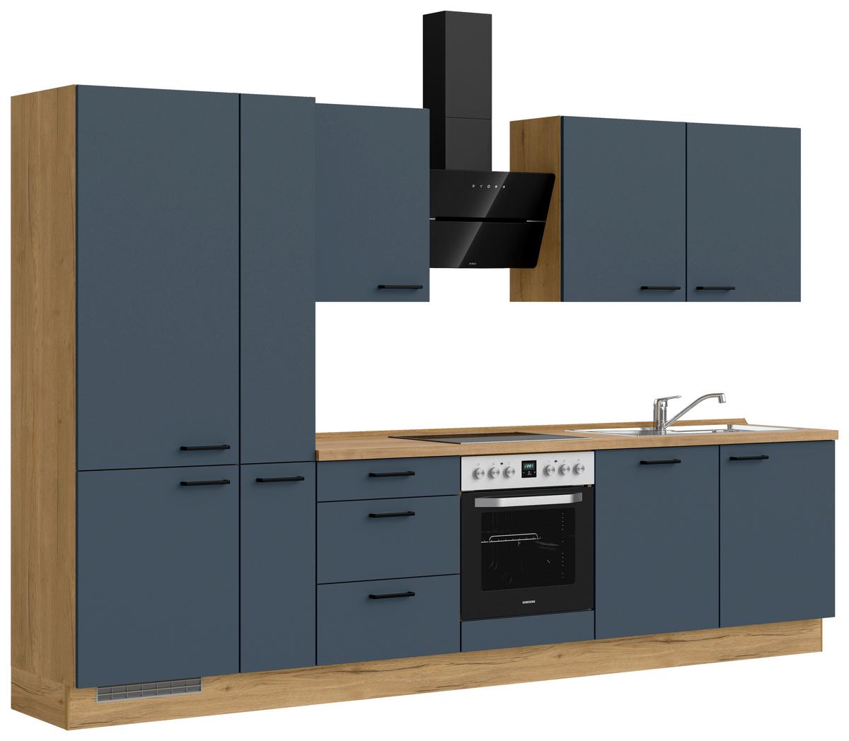 Küchenleerblock Easytouch High-Line, H11 Links - Blau/Eichefarben, MODERN, Holzwerkstoff (330cm) - Nobilia