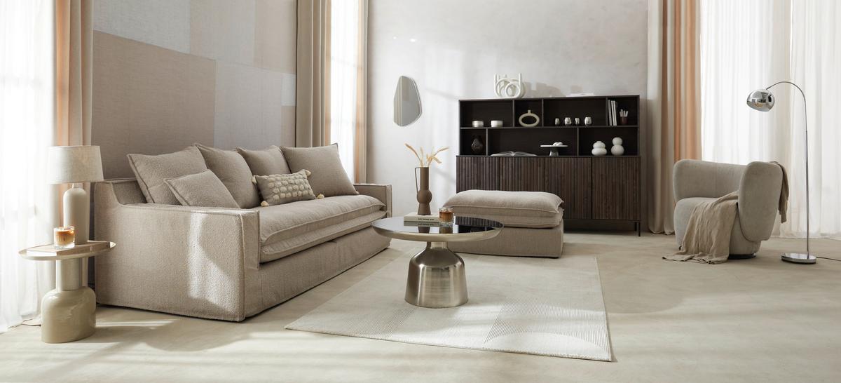 Sessel Boli Beige B: 92 Cm - Hellbraun/Beige, Design, Textil (92/80/84cm) - Livetastic