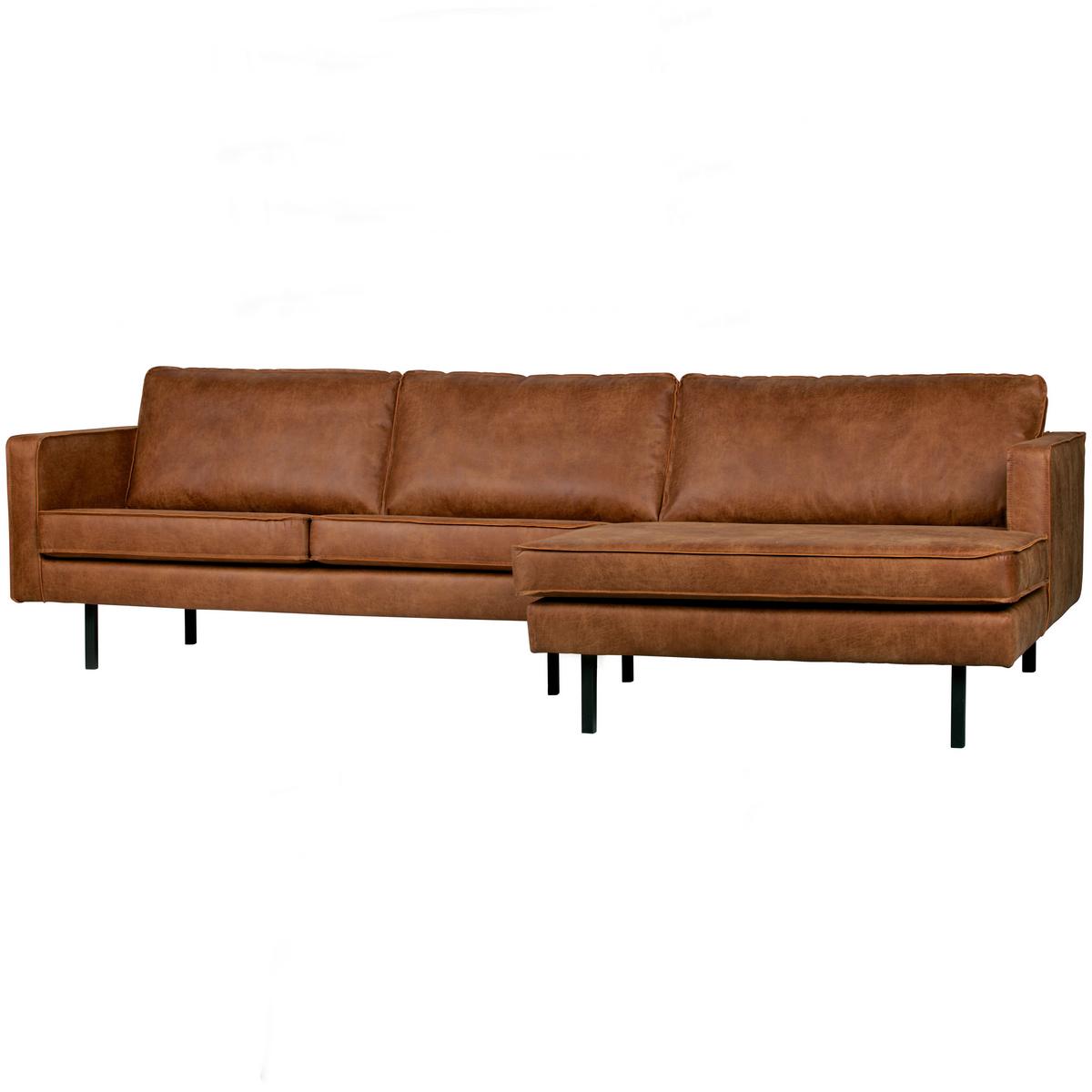 Ecksofa Rodeo Cognac S: 300x155cm - Cognac/Schwarz, Design, Leder/Textil (300/155cm) - Livetastic