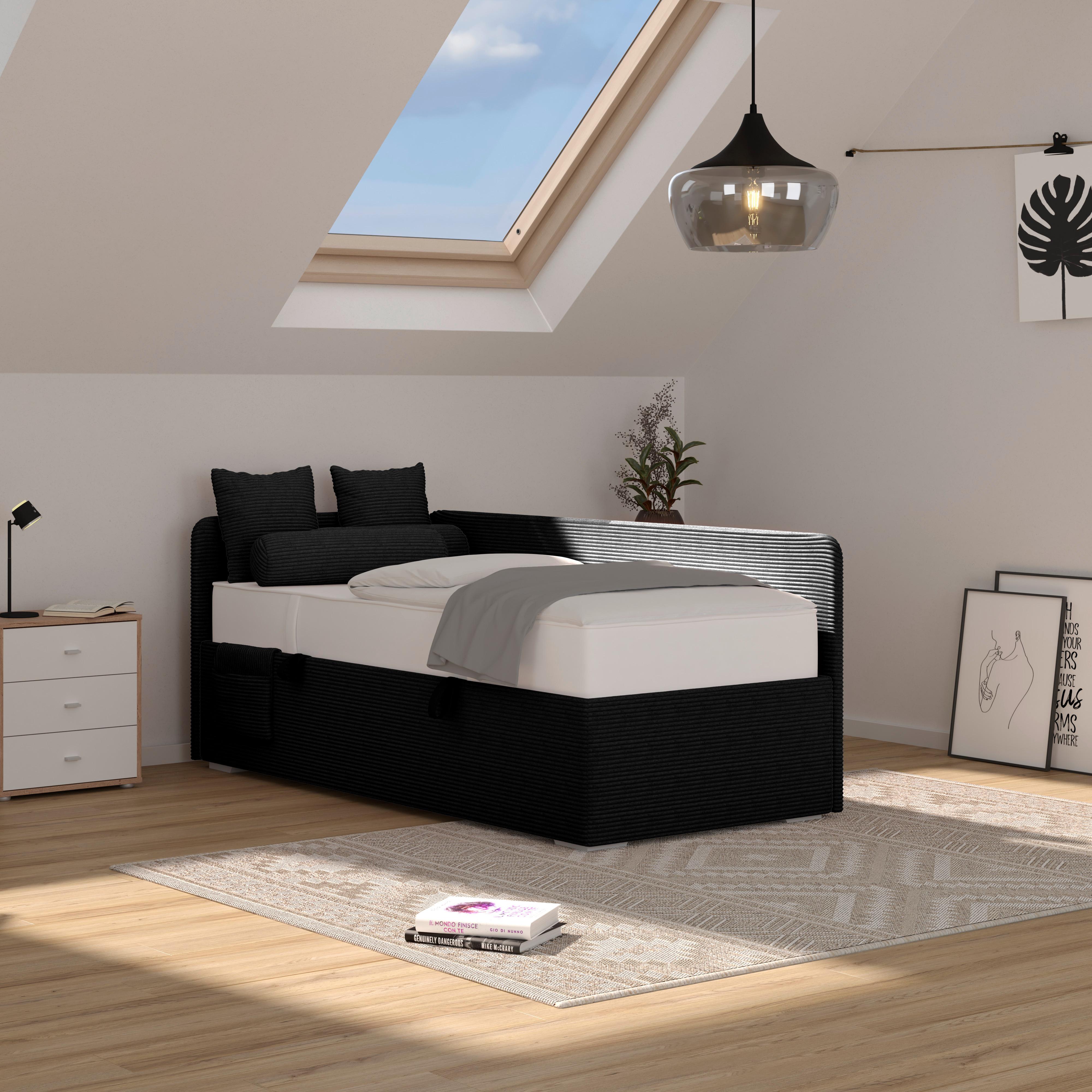 Polsterbett Remi - Chromfarben/Silberfarben, MODERN, Holz/Textil (90/200cm)