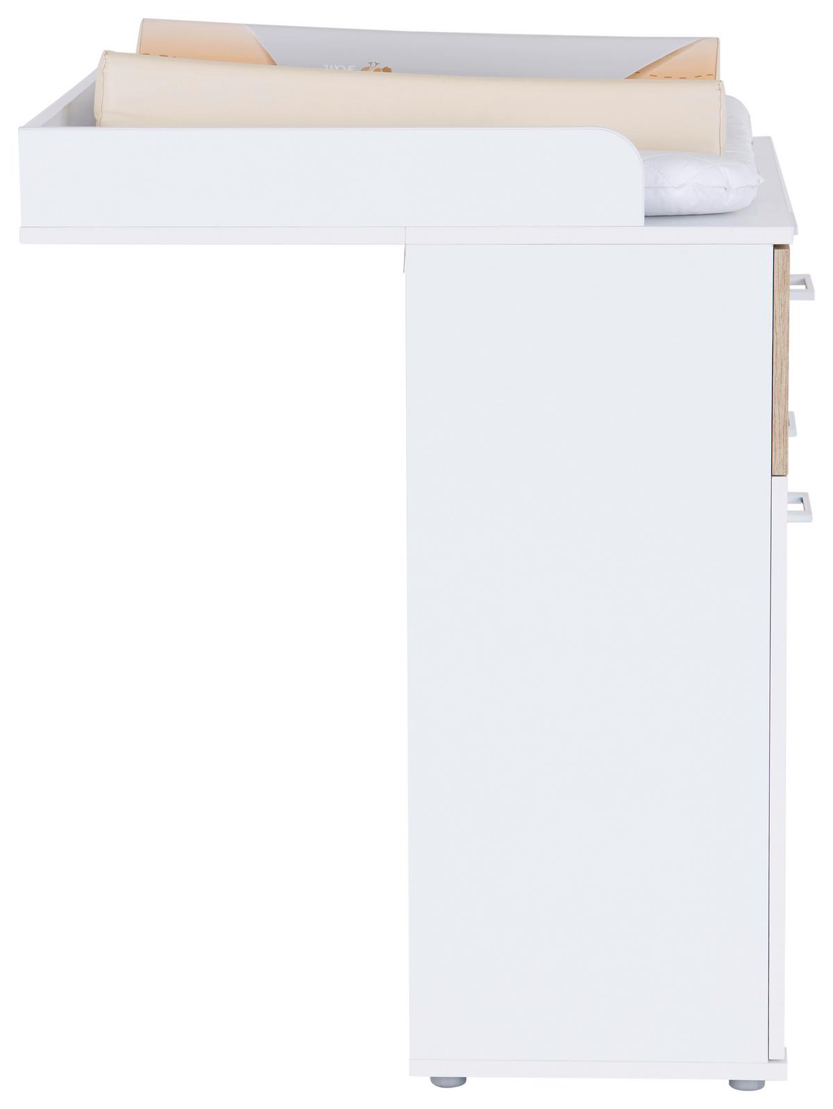 Pelenkázó Komód Alex - tölgyfa színű/fehér, Konventionell, faalapú anyag (89/101/78cm)