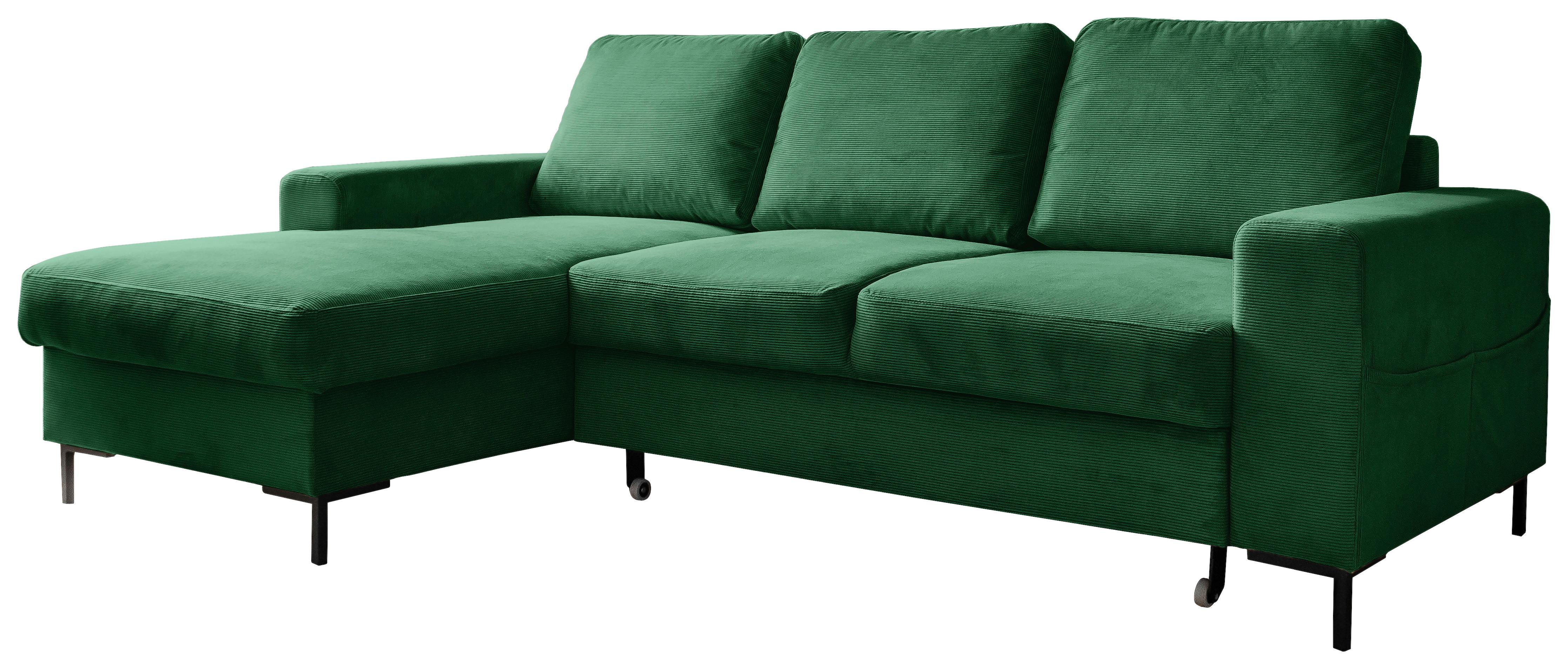 Ecksofa Lofty Lilly Smaragdgrün S: 148x236cm - Smaragdgrün/Schwarz, Design, Textil (148/236cm) - MID.YOU