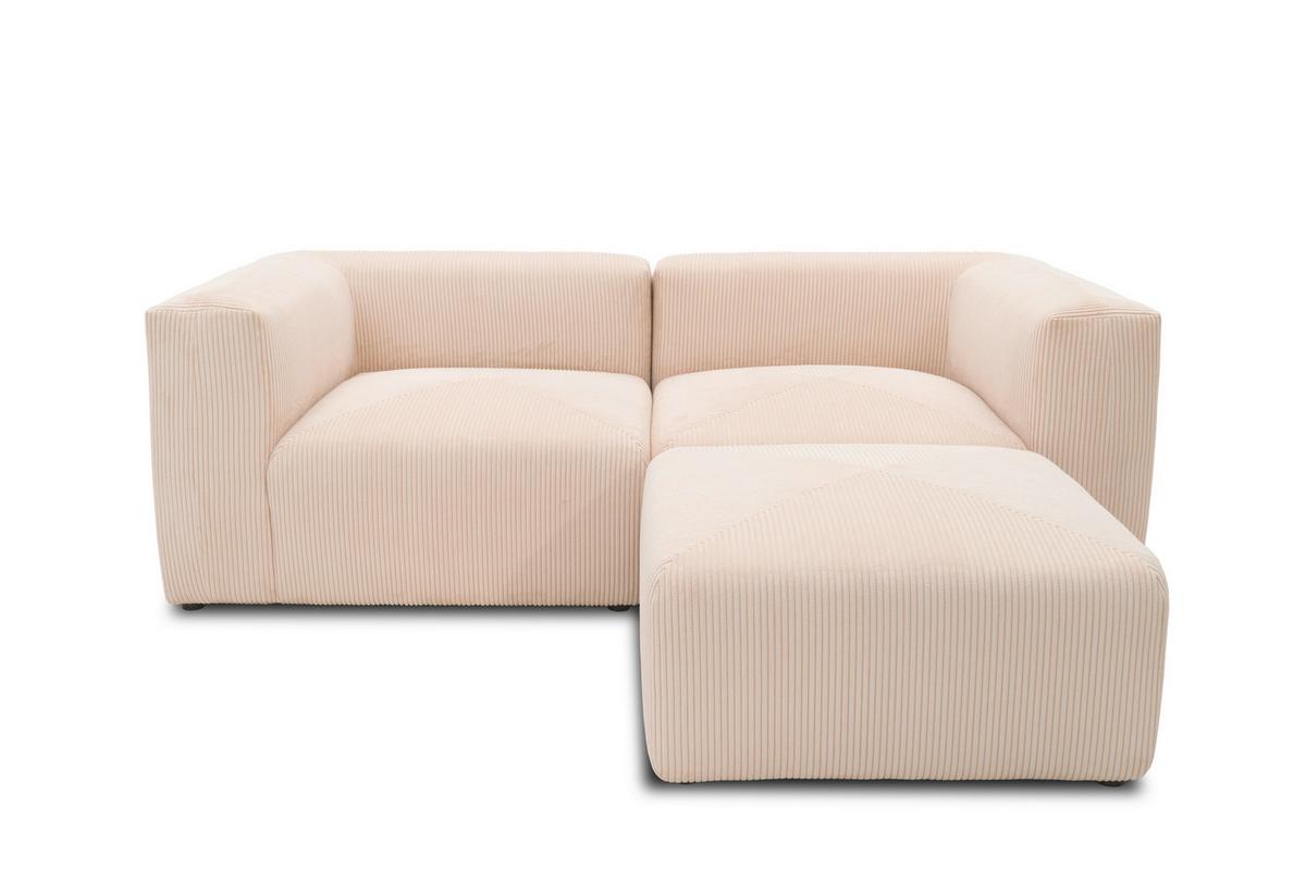 Ecksofa Creme B: 216 Cm - Creme/Schwarz, Design, Textil (216/69/193cm) - MID.YOU