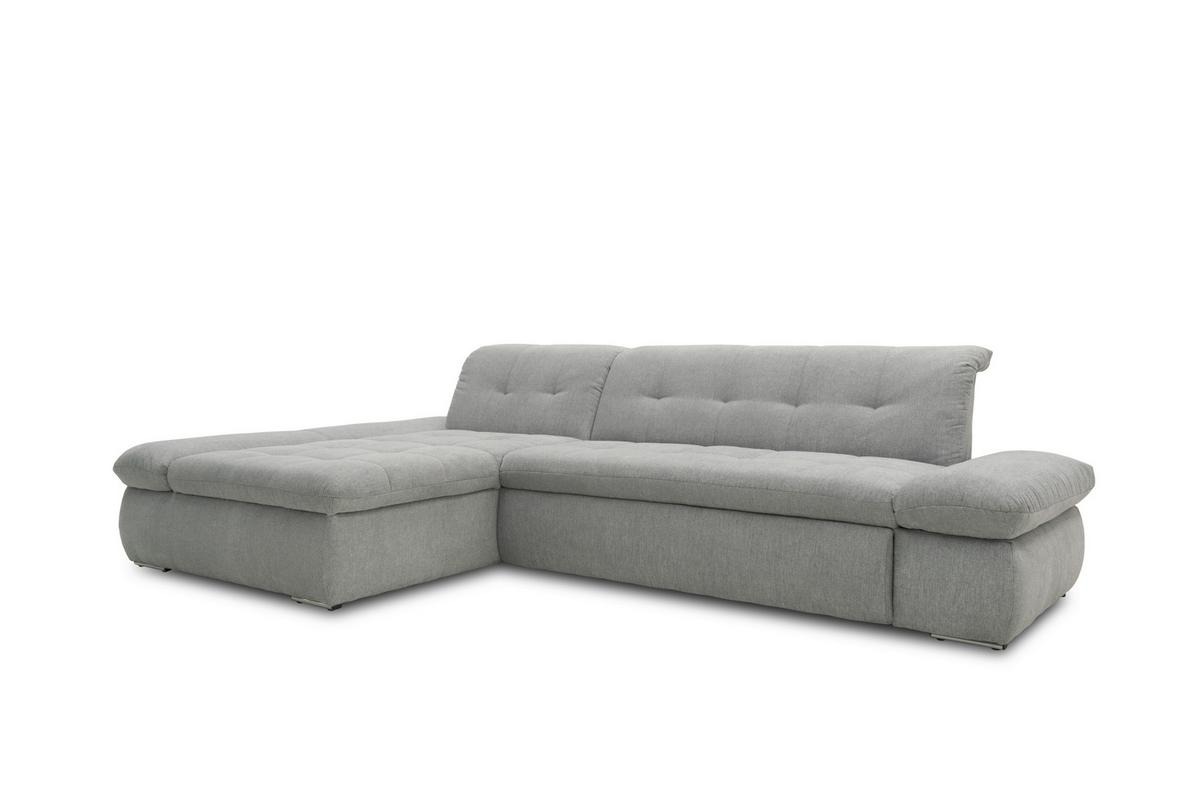 Ecksofa mit Schlaffunktion Moric Grau Mikrofaser - Chromfarben/Grau, KONVENTIONELL, Textil (172/300cm) - MID.YOU