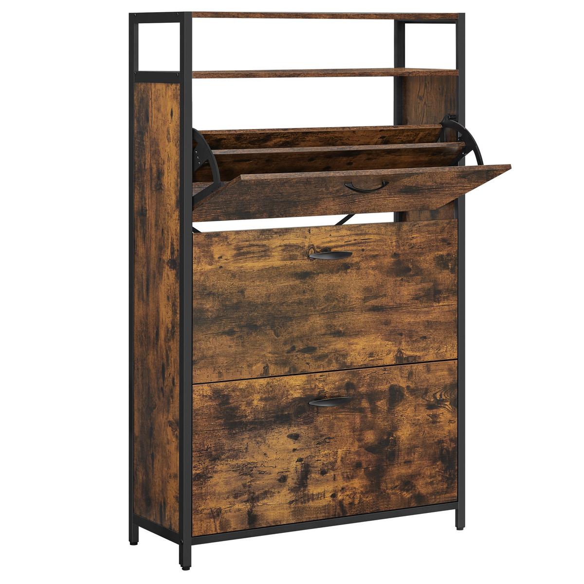 VYKLÁPĚCÍ BOTNÍK RUSTIC HNĚDÁ, KOV ČERNÝ - černá/hnědá, Moderní, kov/kompozitní dřevo (80/131/30cm) - MID.YOU