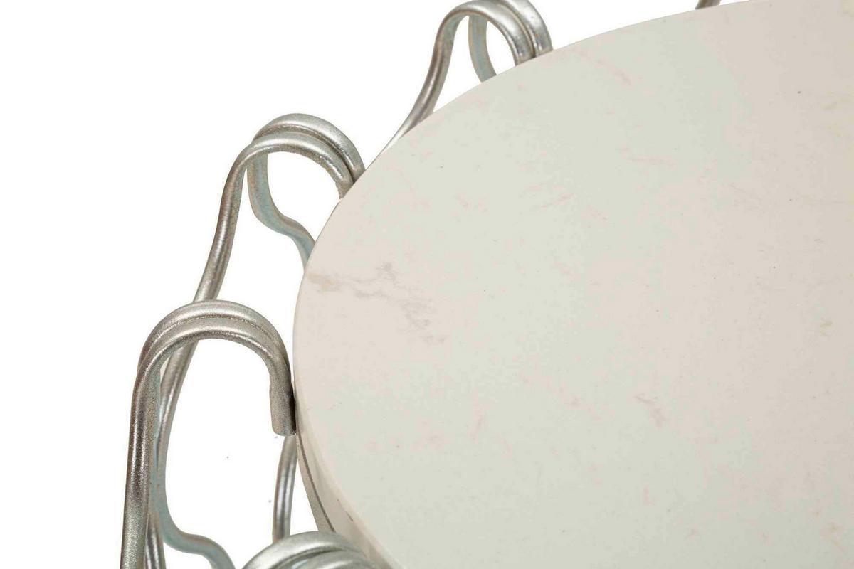 Couchtisch Hook Silberfarben B: 47,5 Cm - Silberfarben, Basics, Stein/Metall (47,5/61,5/47,5cm)