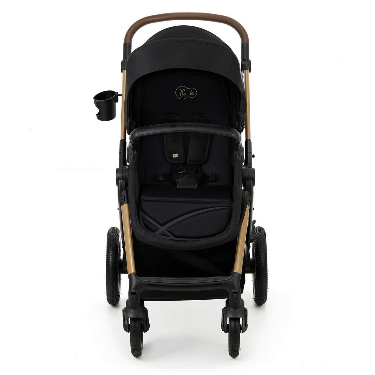 Kinderwagenset schwarz/gold 7tlg. - Goldfarben/Schwarz, Basics, Textil/Metall (86,5/60/106cm) - Kinderkraft