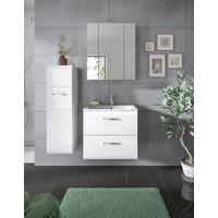 Badezimmer Ice Weiß Hg B: 90 Cm - Weiß Hochglanz/Schwarz, MODERN, Keramik/Holzwerkstoff (90cm) - MID.YOU