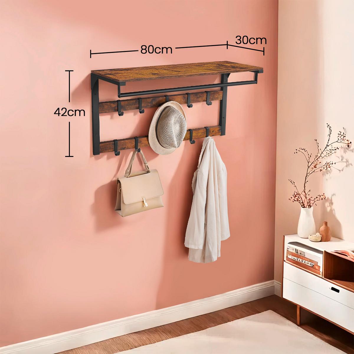 Garderobenpaneel Braun, Schwarz B: 80 Cm - Schwarz/Braun, Trend, Holzwerkstoff/Metall (80/30/42cm) - MID.YOU