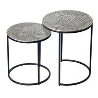 Beistelltischset 2-teilig Aluminium lackiert - Silberfarben/Schwarz, Design, Metall (40/40/48cm) - Livetastic