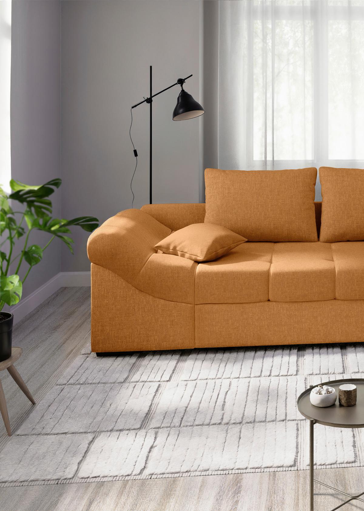 Eckschlafsofa Alvito Goldfarben S: 298x202cm - Goldfarben/Schwarz, MODERN, Textil (298/202cm) - MID.YOU