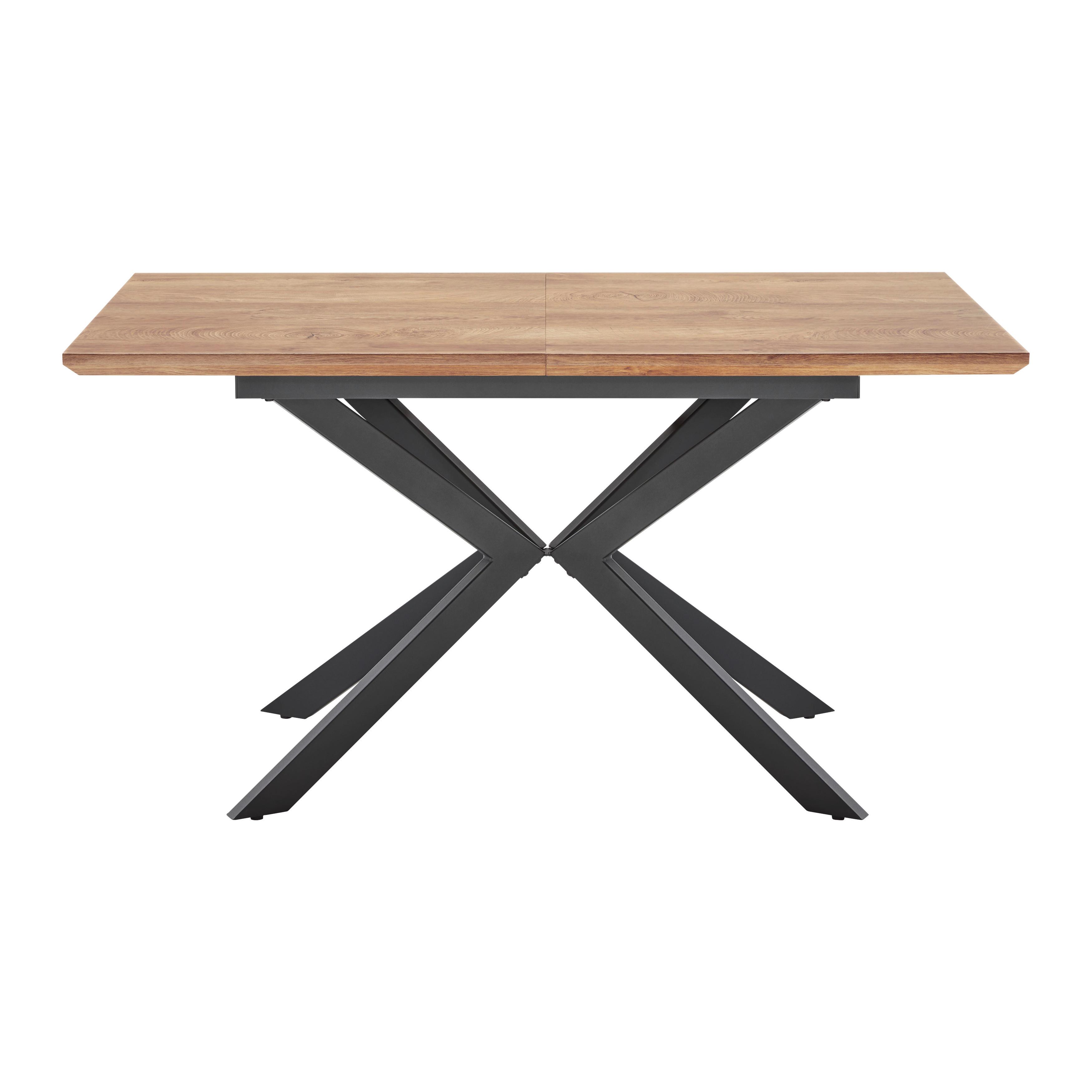 Jedálenský Stôl Aki 140-180x80 Cm - čierna/farby vlašského orecha, Moderný, kov/kompozitné drevo (140-180/80/76cm) - Bessagi Home