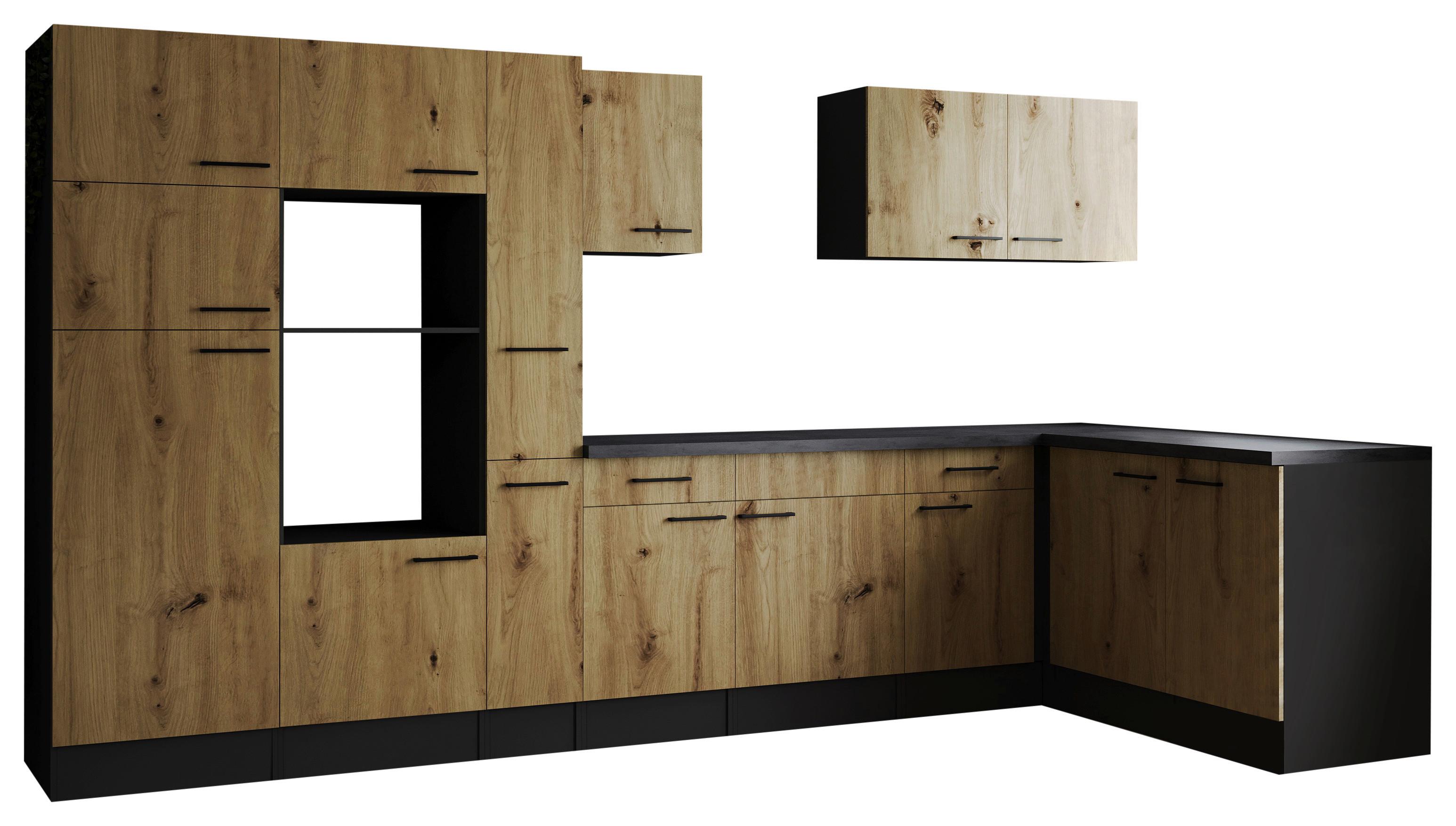 Eckküche Oliver Artisan Dekor S: 370x172 Cm - Eiche Artisan/Grau, Design, Holzwerkstoff (370/172cm) - Respekta