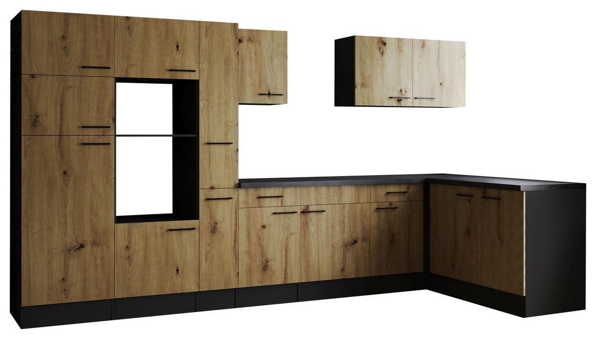 Eckküche Oliver Artisan Dekor S: 370x172 Cm - Eiche Artisan/Grau, Design, Holzwerkstoff (370/172cm) - Respekta