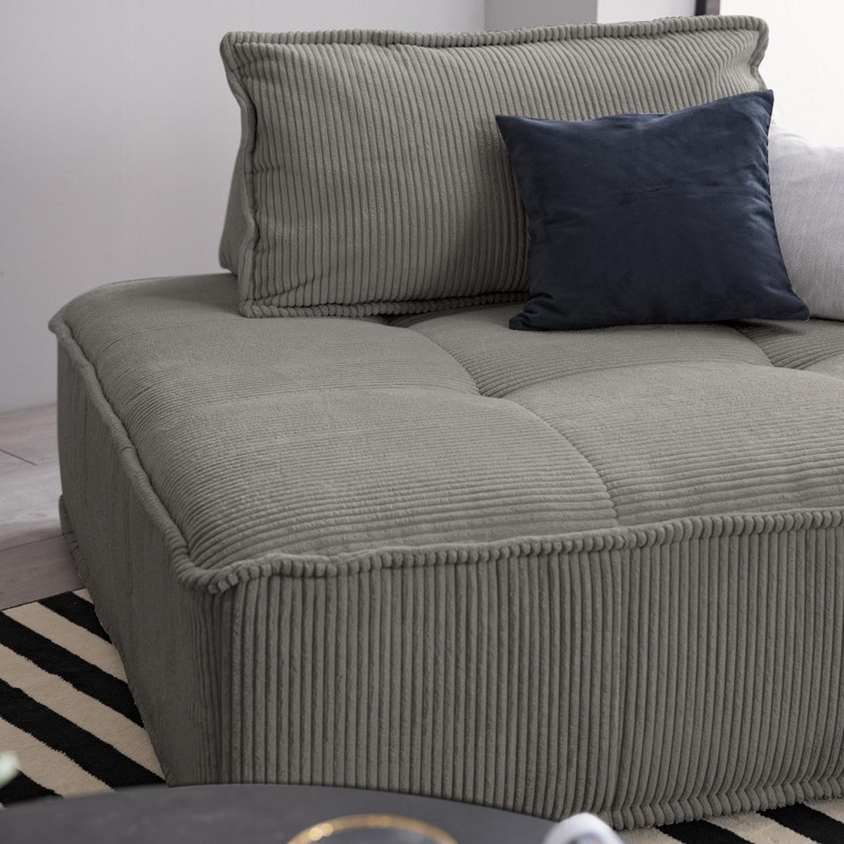 Sitzkissen Cordy, Anthrazit B: 128 Cm - Weiß, MODERN, Textil (128/40/128cm) - Trendmanufaktur