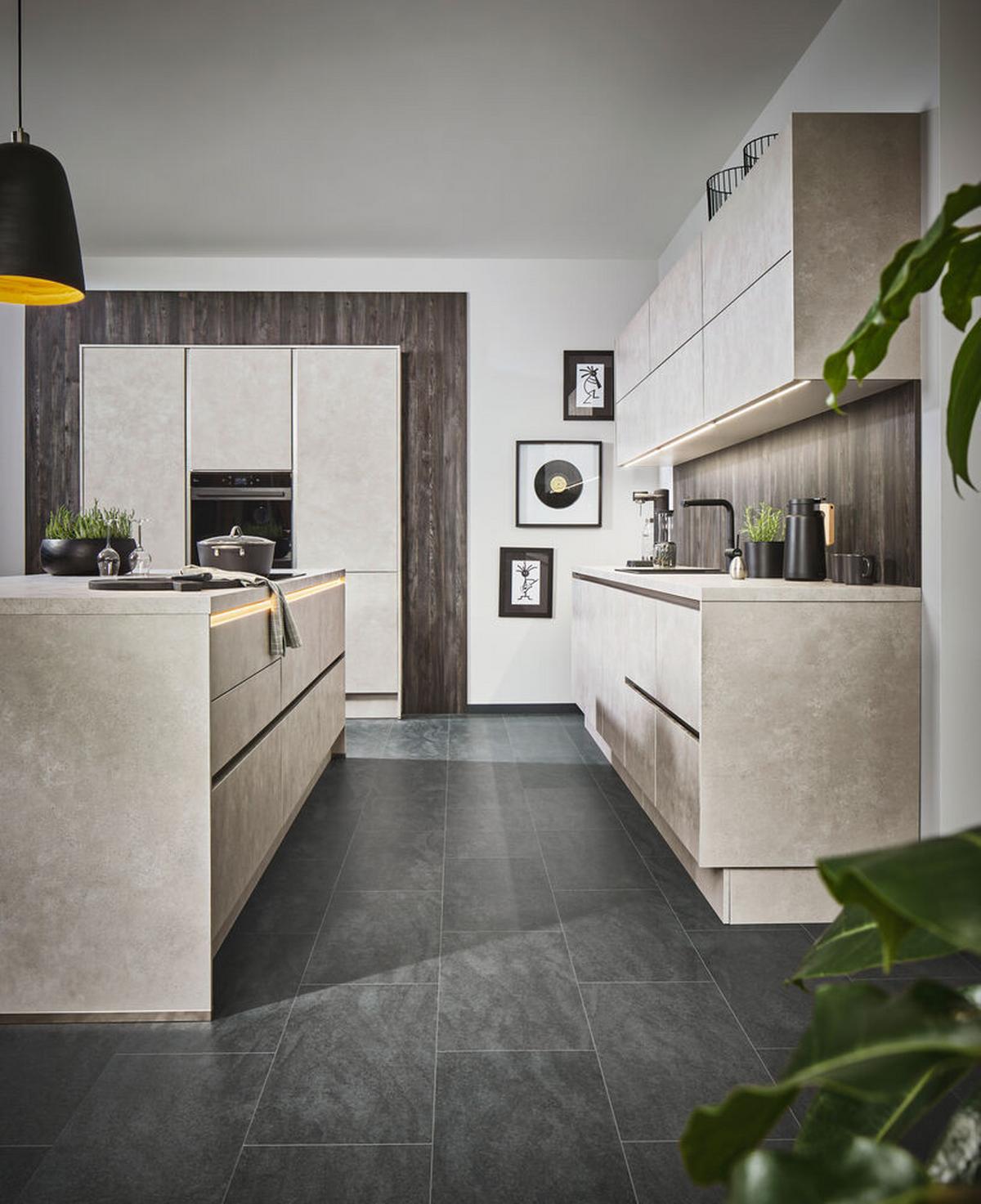 Einbauküchen Pn 100 Frei Planbar Modernes Design - Hellgrau, Holzwerkstoff - Pino