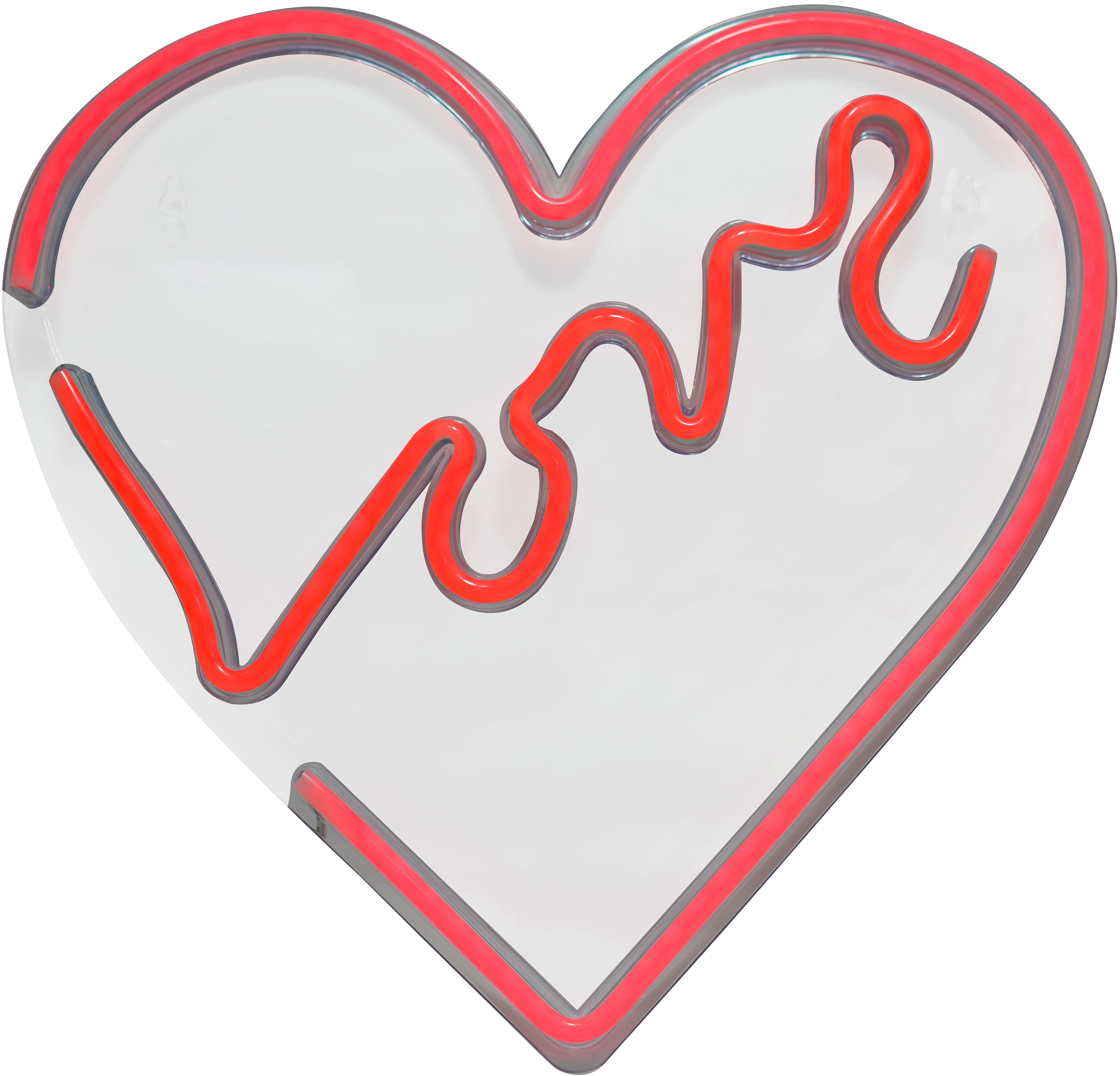 Led Falilámpa Love - áttetsző/fehér, Basics, műanyag (35/34/1,9cm) - Luca Bessoni