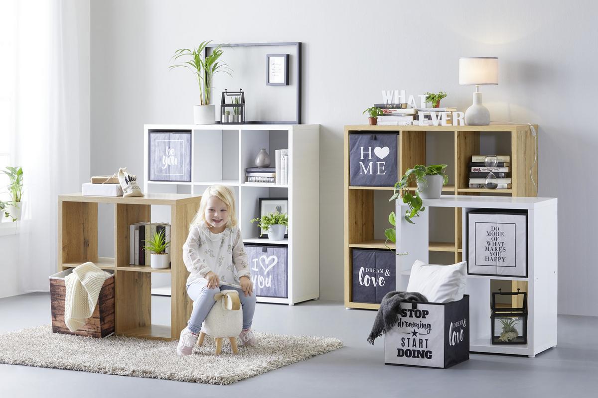 ÚLOŽNÝ BOX POPPI 7 - sivá/biela, kartón/textil (32/32/32cm) - Mömax