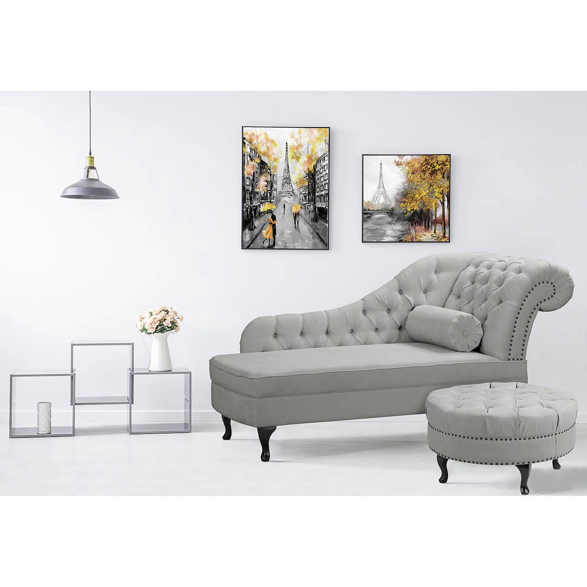 Récamiere Pako Grau B: 185cm - Braun/Grau, Design, Textil (185/93/75cm) - Livetastic